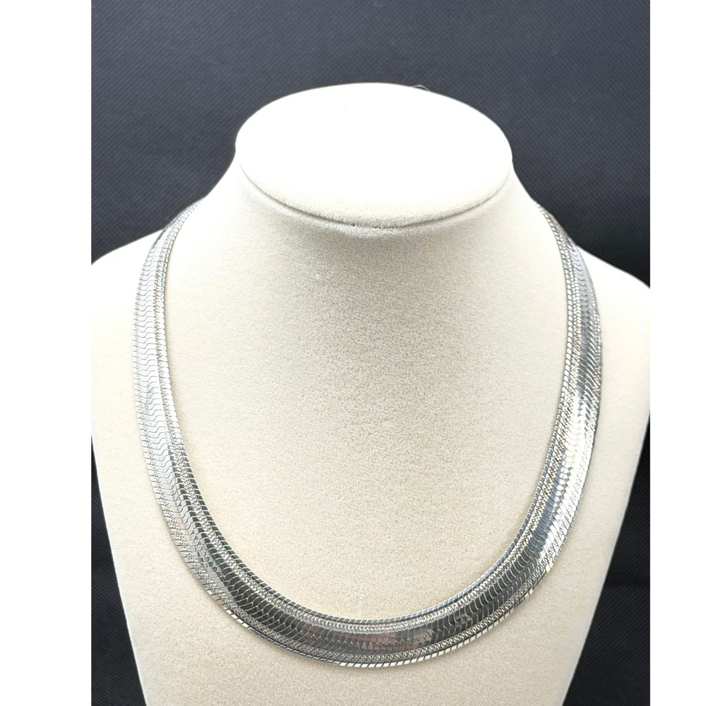 Milor Herringbone Necklace Silver 17in
